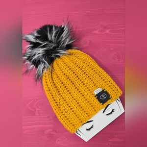 Cozy Mustard Knit Pom-Pom Beanie